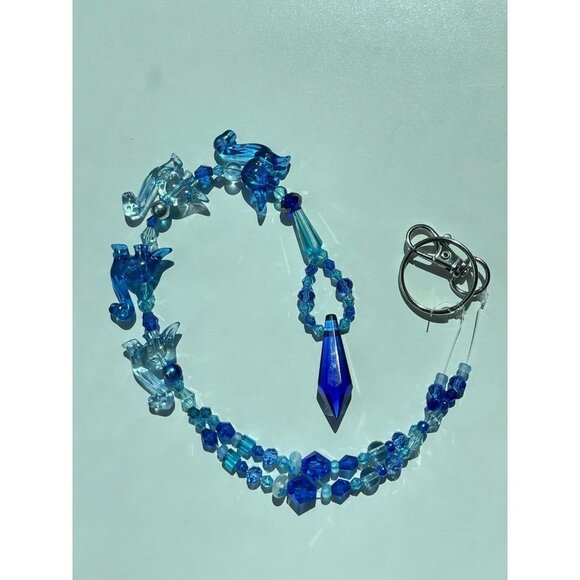 Dinosaur Beaded Suncatcher Rearview Mirror Ornament Blue Crystal Prism Car Charm - Picture 8 of 10